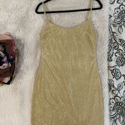 Gold Sparkly Bodycon Dress. Size L(11/12)
