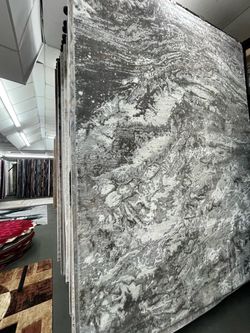Large Abstract Area Rug Gray Silver