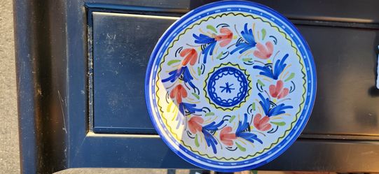 Vintage M.G Manzano Garcia Lagartera Spain Hand-Painted Floral Wall Plate (8") #16