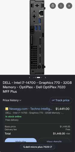 DELL - Intel i7-14700 - Graphics 770 - 32GB Memory - OptiPlex - Dell OptiPlex 7020 MFF Plus