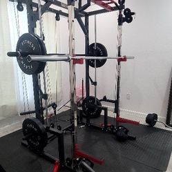 Smith Machine W/ Weights And Bench