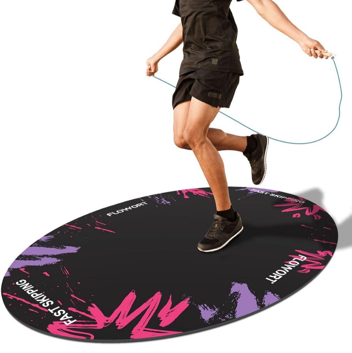 Cheete Jump Rope Mat Large Rubber Exercise Mat Indoor Outdoor Shock Absorbing Mat