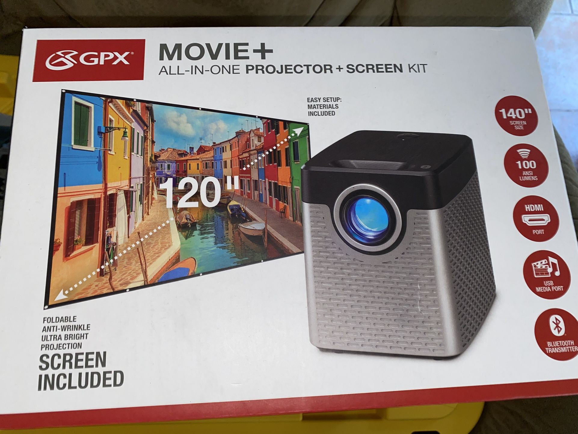 GPX All In One Projector + Screen Kit