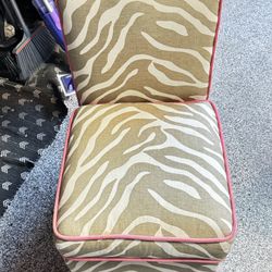 Zebra Print Accent Chair with Pink Trim