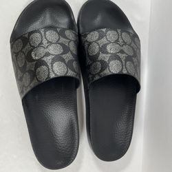 Coach Uli M-Graphite In Signature Canvas Women's Sport Slide Sandals-Sz 11B