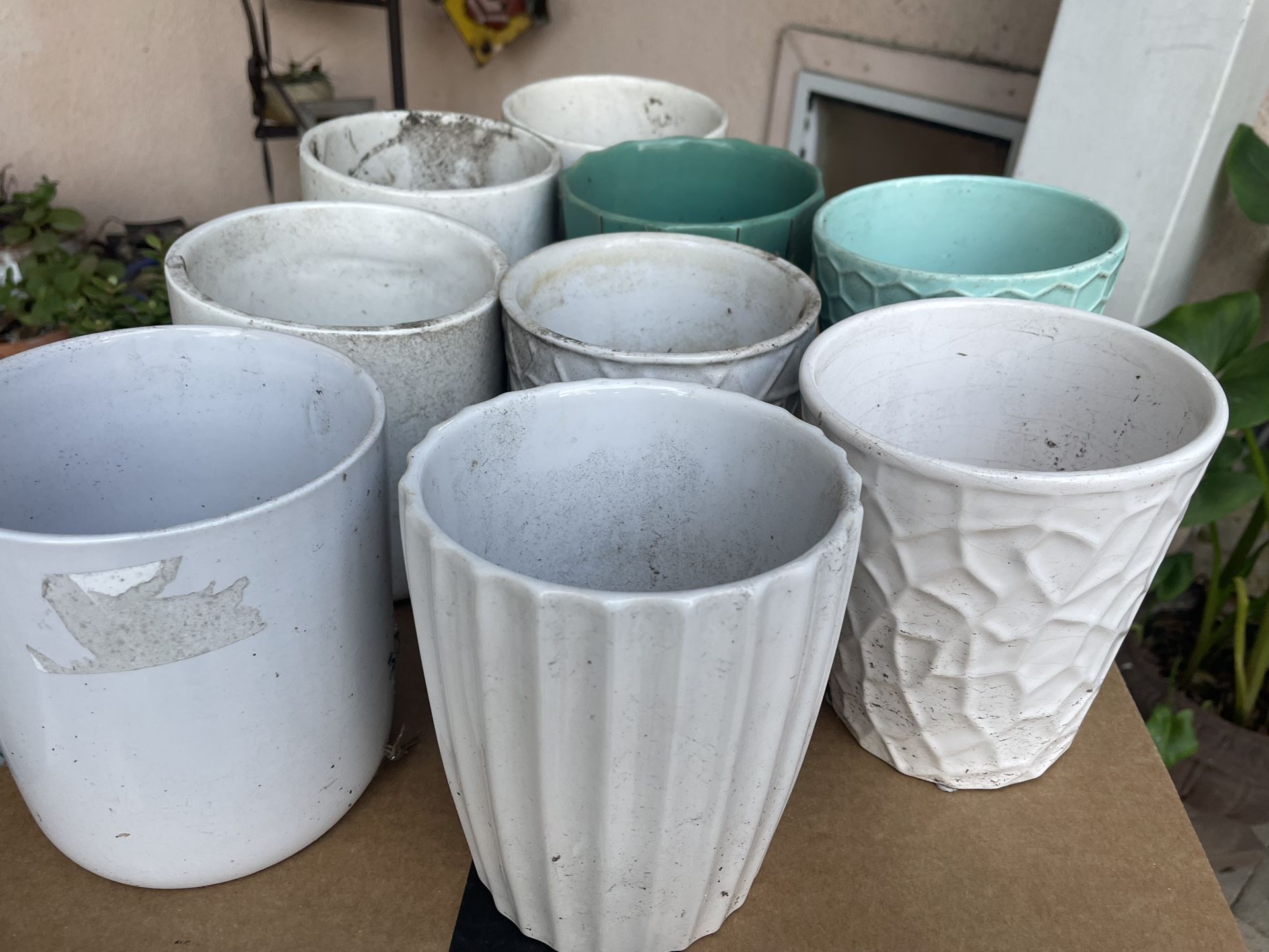 Box Of Ceramic 6” Pots $8