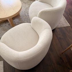 2 - Bolton 34" Wide Boucle Upholstered Swivel Armchair