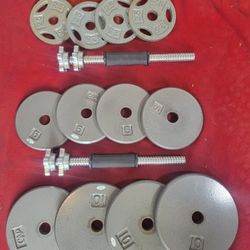 ADJUSTABLE  DUMBBELLS 1" HOLE  70LBs.  
4-10s.  4-5s.   4-2.5s 
11525 S HALSTED DUNKIN DONUTS/
7111.S WESTERN WALGREENS 
80$  CASH ONLY AS IS 