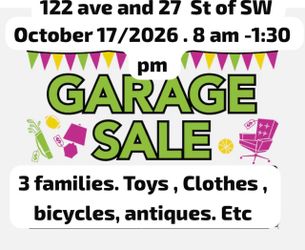 Big garage sale . 3 families . Toys , bicycles, antiques . Etc.