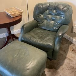 Leather Recliner And  Ottoman