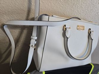 NEW Michael Kors Kellen Medium Leather Tote/Satchel Bag-Optic White/Gold