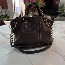 COACH BAG DARK BROWN VERY GOOD CONDITION, Real Leather