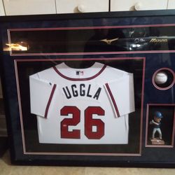 Uggla Sign Professionally Framed Jersey Signed Bat Baseball