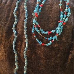 2 Vintage Turquoise Costume Jewelry Necklaces 