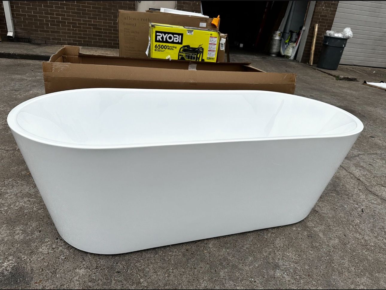 Home Decorators Collection Brightling 67 in. Acrylic Flatbottom Non-Whirlpool Bathtub in White