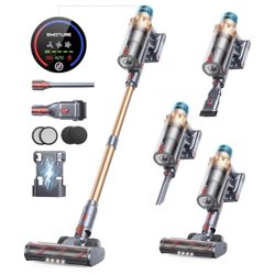 Cordless Vacuum Cleaner, 600W 50KPA 65 Mins Runtime Self-Standing Vacuum Cleaners for Home, Stick Vacuum with Charging Dock 