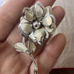 Silver Flower Brooch