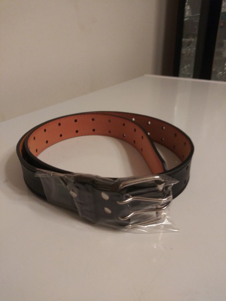 Men's Genuine Leather Double Prong Belt