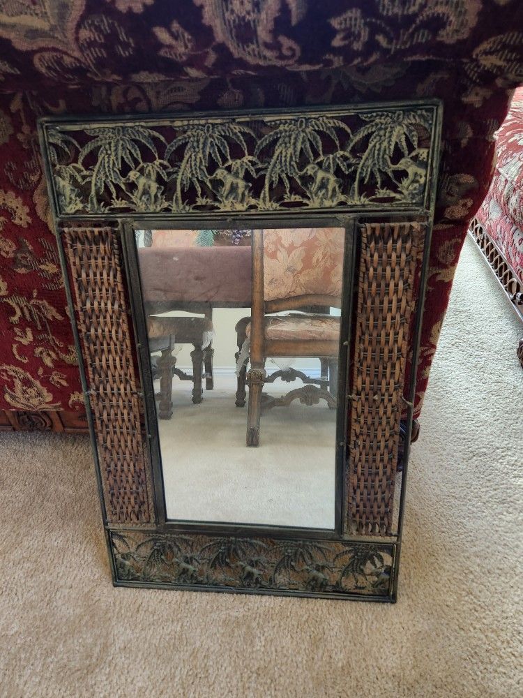 Wicker Metal Accent Mirror