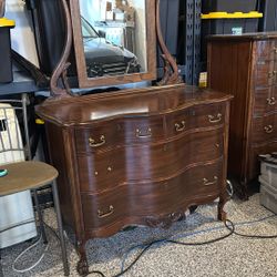 Antique Dresser With Mirror  And Matching Tall Dresser