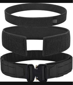 KRYDEX Tactical Battle Belt 2 Inch Quick Release MOLLE Range Belt with Inner Belt and Padded Anti-Slip Pad Inner (Upgraded Belt Black,M) Brand New D93