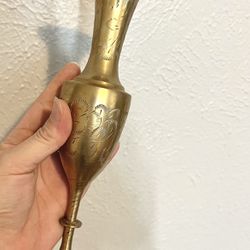 Amazing Condition: Vintage Mid Century Etched Brass Vase, made in India, 11” tall