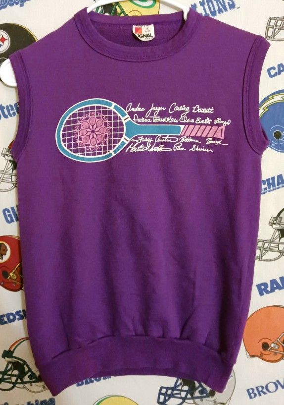 Vintage Vtg 1980s Womens Tennis Association WTA Sweater Vest Andrea Jaeger Tracy Austin Carling Bassett Chris Evert Lloyd