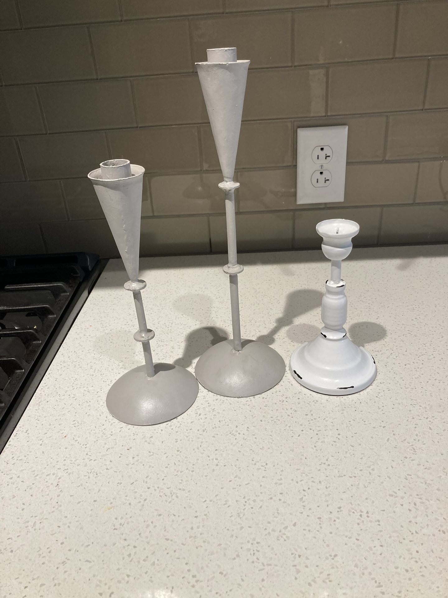 Various Candle stick holders - 3 count