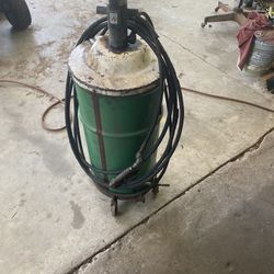 Vintage Lincoln Greasy Pump With Barrel And Automotive Grease