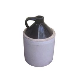 Antique ~ Two Tone Stoneware Crock Jug ~ Nice Primitive Shoulder Jug.