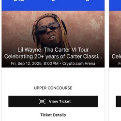 Lil Wayne 9/12 Crypto Arena Section 312
