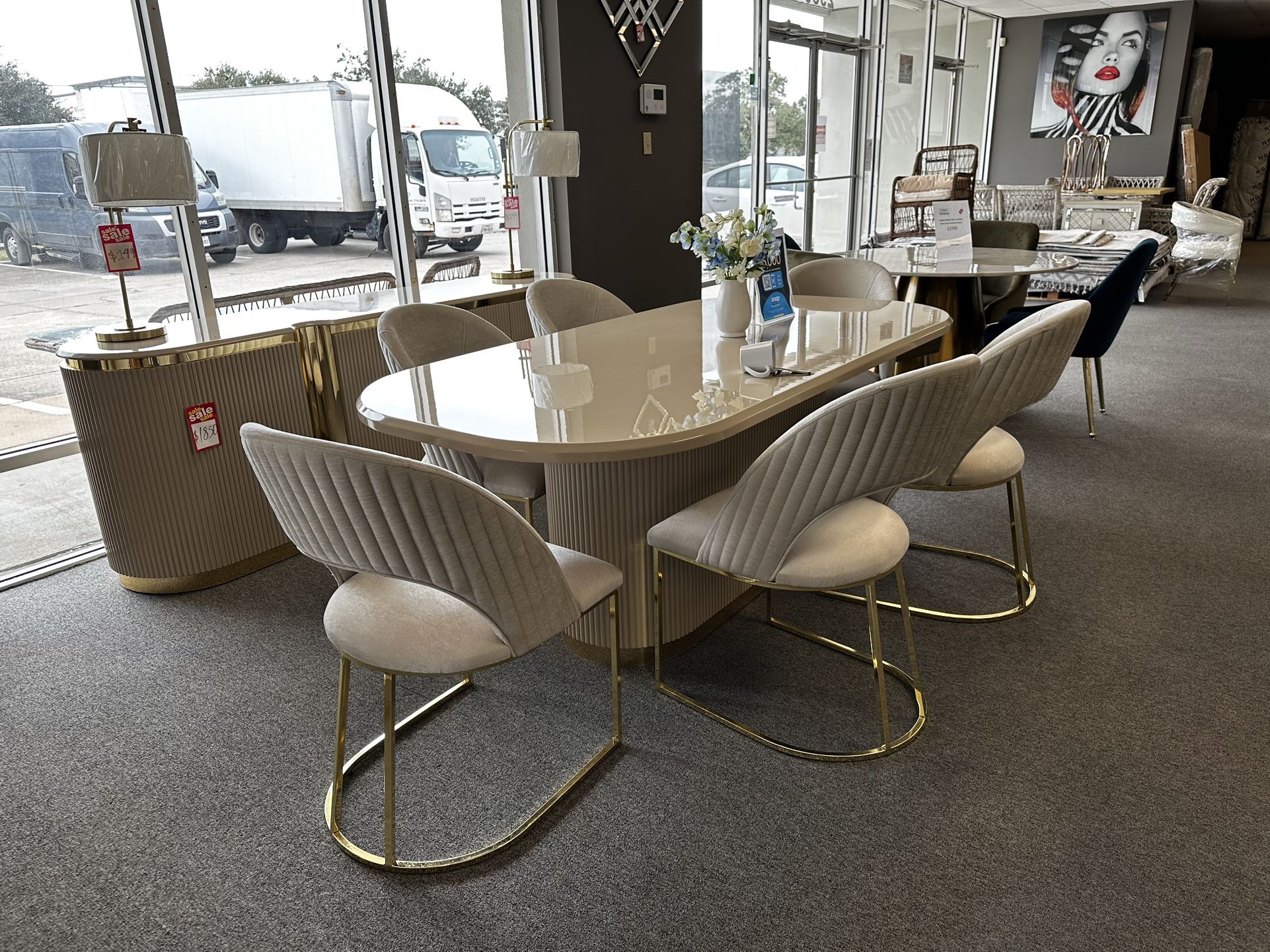 Turkish Ivory And Gold Dining Table Set😆Same Day Delivery😍Not Credit Needed😱$39 Down