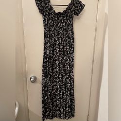 Floral Print off The Shoulder Splint Long A Line Dress