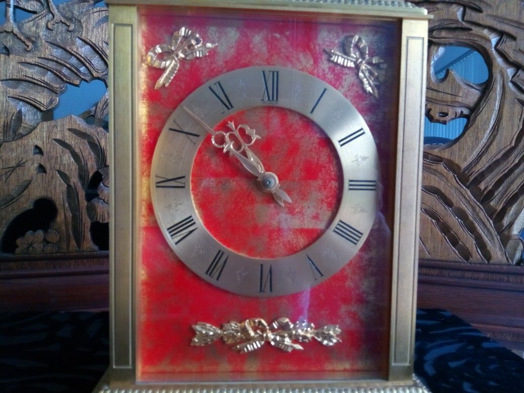Vintage F.Mauthe German 8 day time & strike mantel 4 jewels clock