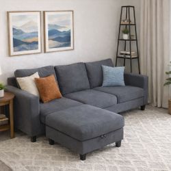 Dark Gray Small L-Shaped Sectional Sofa 