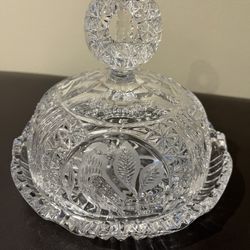 Vintage Hofbauer German Lead Crystal “Byrdes” Domed Covered Dish