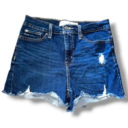 Signature by Levi Strauss & Co. High Rise Shortie Denim Shorts - Distressed / Raw Hem