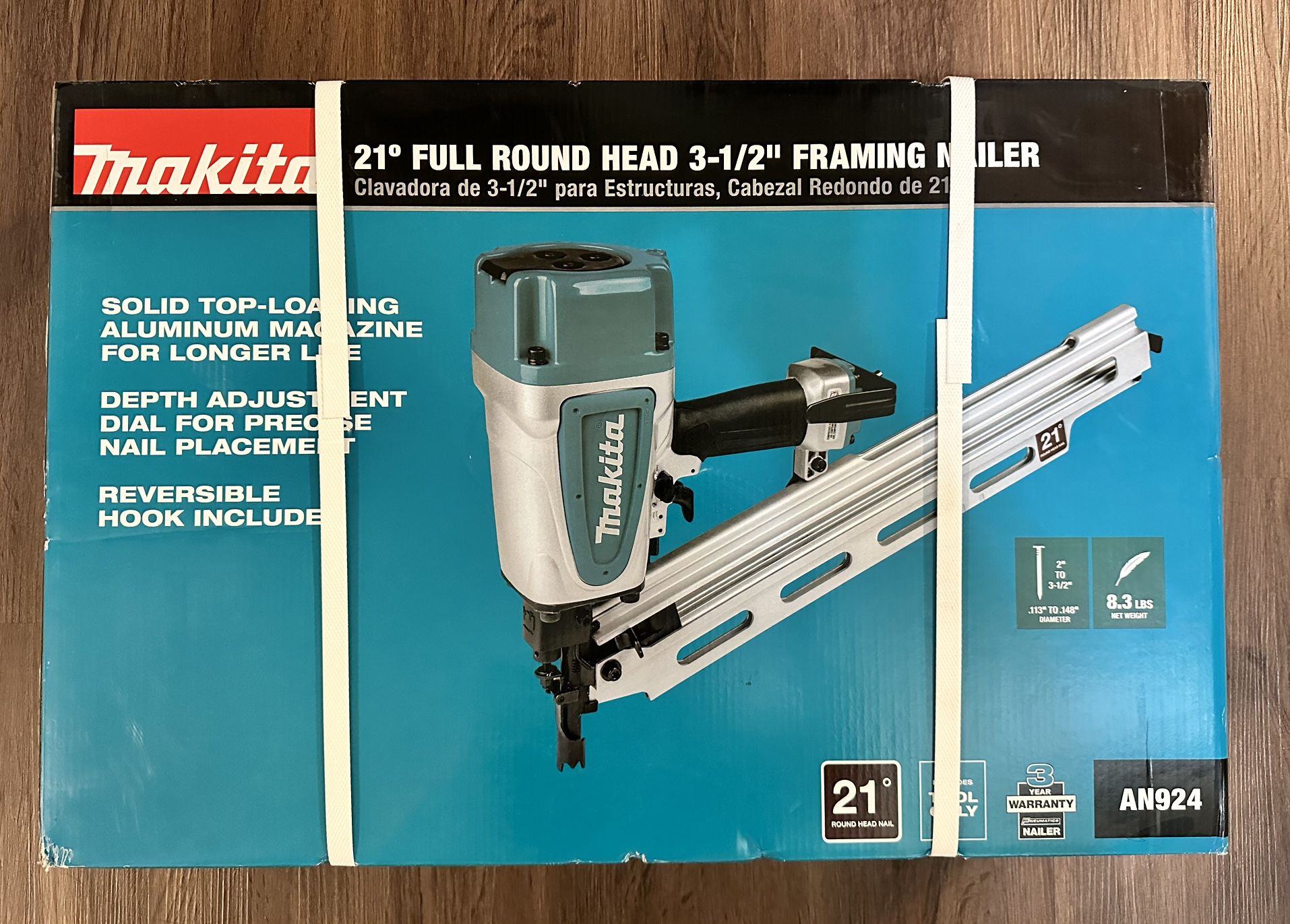 Makita AN924 3-1/2 Inch 21 Degree Full Round Head Pneumatic Framing Nailer  NEW for Sale in Wheaton-glenmont, MD OfferUp