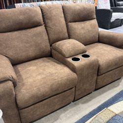 Recliner Loveseat With Storage Console Cup Holder 