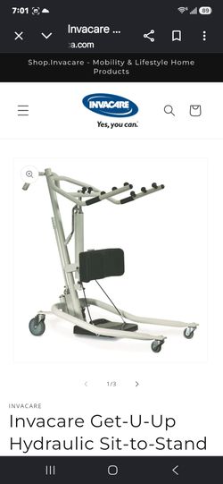 Invacare Get-U-Up Hydraulic Sit-to-Stand Patient Lift, 350 lb. Weight Capacity, GHS350