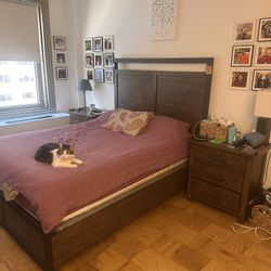 3-Piece Bedroom Set – Bed Frame, Armoire, 2 Nightstands (Solid Wood)