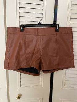 Faux Leather Brown Shorts