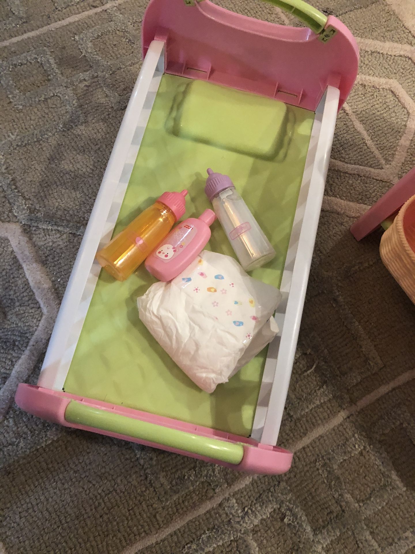 Fisher Price Baby doll change station and crib with accessories EUC for