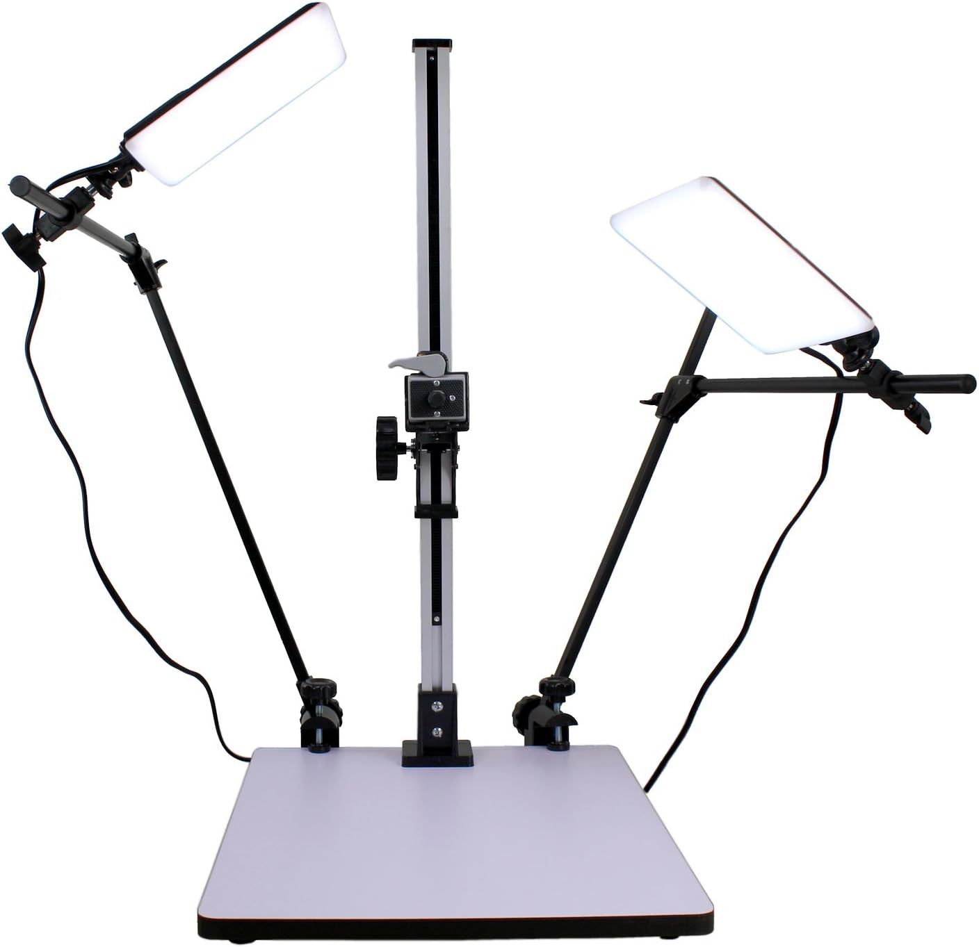 Albinar High Load 28 inch Copy Macro Stand with 15.75 inch x 19 inch Base, Quick Release Mount and Two Daylight Spectrum 5600K 16W LED Lights