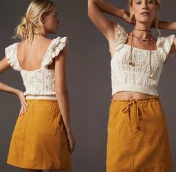 NWT $120 Anthropologie x Tiny Neutral Mavericks Causal Mini Skirt w/ Pockets XXS
