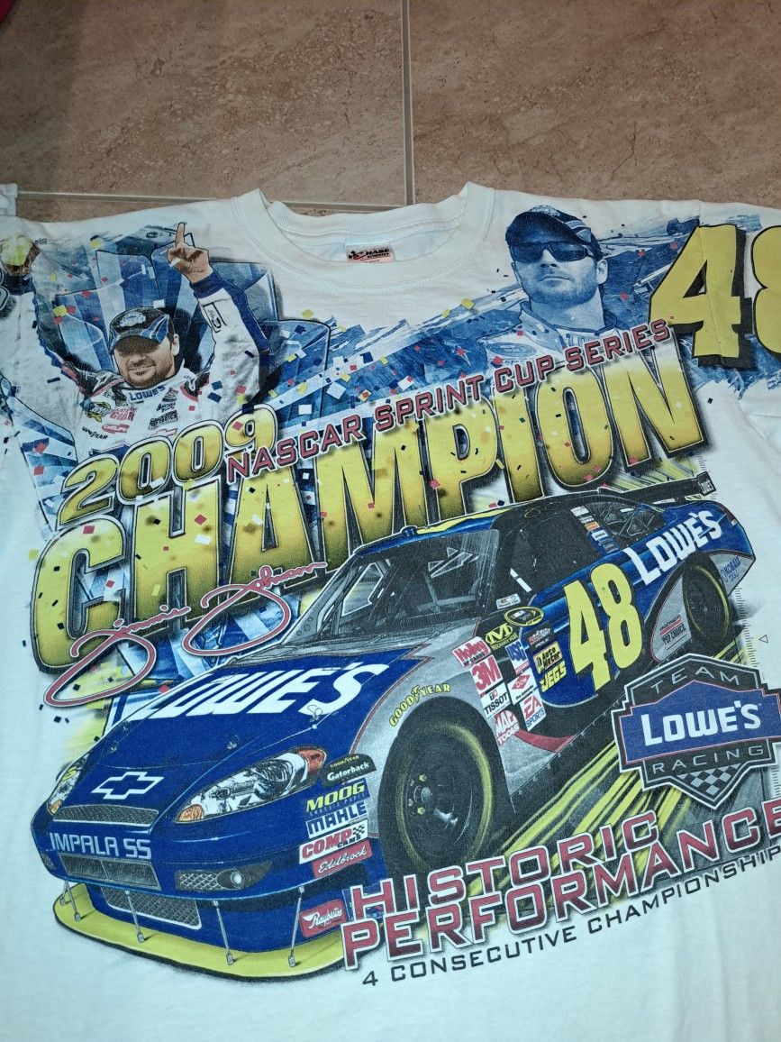 Jimmie Johnson Champion All over Print Double Sided Nascar T shirt XL