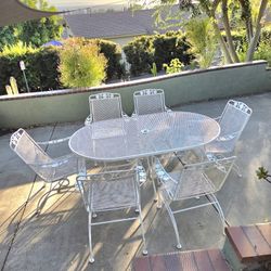 Vintage Woodard Wrought Iron Patio Dining Set 