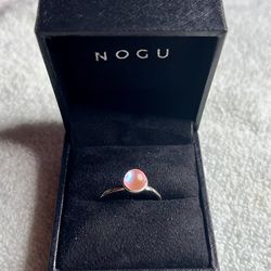 Gently Used Pink Mermaid Glass 925 Sterling Silver NOGU Ring Size 6 with Box