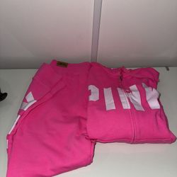 PINK 2 Piece Sweatsuit With Hoodie And Sweatpants Size Medium Brand New 