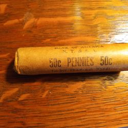 1969D Bank Roll Uncirculated Pennies 
